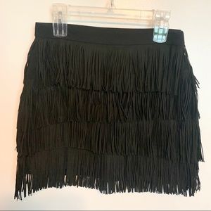 Express Fringe Black Skirt